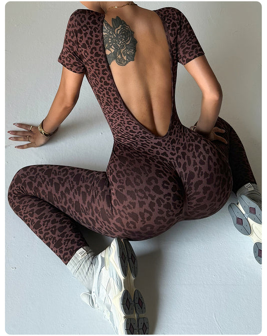 Leopard Print Sports Jumpsuits