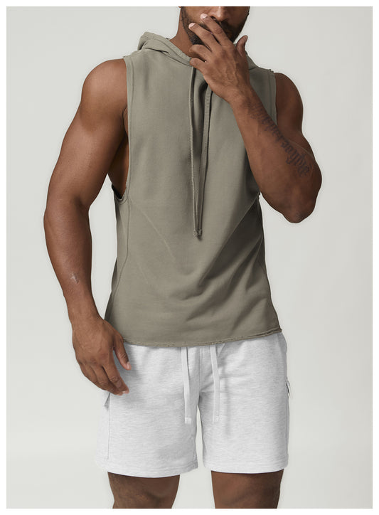 Hooded Sleeveless Gym Waistcoat for Men